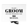 Andaz Press Custom Groom Gift Box - Gift Boxes with Lids for To My Groom On Our Wedding Day Gifts From Wife, White Large Gift Box with Personalized To My Groom Design & Ribbons, 10x 7x 4 Inches, 1-Pack view 1