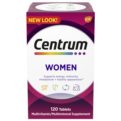 Centrum Multivitamin for Women, Multivitamin/Multimineral Supplement with Iron, Vitamin D3, B Vitamins and Antioxidant Vitamins C and E, Gluten Free, Non-GMO Ingredients - 120 Count