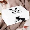 Andaz Press Custom Groomsman Proposal Box Gift Boxes with Lids for Will You Be My Groomsman Proposal Gifts Premium White Large Gift Box with Personalized Name & Monogram, Ribbons, 10"x 7"x 4", 1-Pack view 2