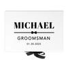Andaz Press Custom Groomsman Proposal Box Gift Boxes with Lids for Will You Be My Groomsman Proposal Gifts Premium White Large Box with Personalized Name & Date Design, Ribbons, 10"x 7"x 4", 1-Pack view 1