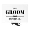Andaz Press Custom Groom Gift Box - Gift Boxes with Lids for Wedding Day Groom Gifts, Premium White Large Gift Box with Personalized Name Design & Ribbons, Groom Box From Bride, 10"x 7"x 4", 1-Pack view 1