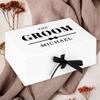 Andaz Press Custom Groom Gift Box - Gift Boxes with Lids for Wedding Day Groom Gifts, Premium White Large Gift Box with Personalized Name Design & Ribbons, Groom Box From Bride, 10"x 7"x 4", 1-Pack view 2