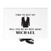 Andaz Press Custom Groomsman Proposal Box - Gift Boxes with Lids for Will You Be My Best Man Proposal Gifts, Premium White Box with Personalized Time to Suit Up Design & Ribbons, 10"x 7"x 4", 1-Pack view 1