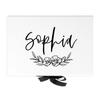Andaz Press Custom Bridesmaid Proposal Box - Gift Boxes with Lids for Maid of Honor Flower Girls & Bridesmaid Proposal Gifts White Box w/Personalized Name Minimal Florals, Ribbons, 10"x7"x 4", 1-Pack view 1
