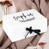 Andaz Press Custom Bridesmaid Proposal Box - Gift Boxes with Lids for Maid of Honor Flower Girls & Bridesmaid Proposal Gifts White Box w/Personalized Name Minimal Florals, Ribbons, 10"x7"x 4", 1-Pack view 2