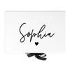 Andaz Press Custom Bridesmaid Proposal Box - Gift Boxes with Lids for Maid of Honor Flower Girls & Bridesmaid Proposal Gifts White Box w/Personalized Name Heart Design & Ribbons, 10"x7"x 4", 1-Pack view 1