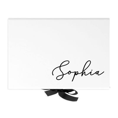 Andaz Press Custom Bridesmaid Proposal Box - Gift Boxes with Lids for Maid of Honor, Flower Girls & Bridesmaid Proposal Gifts White Gift Box w/Personalized Name & Ribbons, 10 x7x 4, 1-Pack