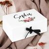 Andaz Press Custom Bridesmaid Proposal Box - Gift Boxes with Lids for Maid of Honor, Flower Girls & Bridesmaid Proposal Gifts White Box w/Personalized Name with Florals & Ribbons, 10" x7"x 4", 1-Pack view 2
