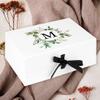Andaz Press Custom Bridesmaid Proposal Box - Gift Boxes with Lids for Maid of Honor, Flower Girls & Bridesmaid Proposal Gifts White Box w/Personalized Monogram Greenery & Ribbons, 10" x7"x 4", 1-Pack view 2
