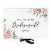 Andaz Press Custom Bridesmaid Proposal Box - Classy Gift Boxes with Lids Will You Be My Bridesmaid Box, Proposal Gifts, White Box w/Personalized Name with Roses Design, Ribbons, 10"x7"x 4", 1-Pack view 1