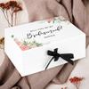 Andaz Press Custom Bridesmaid Proposal Box - Classy Gift Boxes with Lids Will You Be My Bridesmaid Box, Proposal Gifts, White Box w/Personalized Name with Roses Design, Ribbons, 10"x7"x 4", 1-Pack view 2