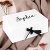 Andaz Press Custom Bridesmaid Proposal Box - Gift Boxes with Lids for Maid of Honor Flower Girls & Bridesmaid Proposal Gifts White Box w/Classic Personalized Name, Ribbons, 10"x7"x 4", 1-Pack view 2