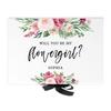 Andaz Press Custom Flowergirl Proposal Box - Gift Boxes with Lids Will You Be My Flowergirl Box, Proposal Gifts White Box w/Personalized Name Watercolor Florals Design, Ribbons, 10"x7"x 4", 1-Pack view 1
