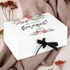 Andaz Press Custom Flowergirl Proposal Box - Gift Boxes with Lids Will You Be My Flowergirl Box, Proposal Gifts White Box w/Personalized Name Watercolor Florals Design, Ribbons, 10"x7"x 4", 1-Pack view 2