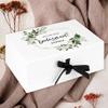 Andaz Press Custom Bridesmaid Proposal Box - Gift Boxes with Lids Will You Be My Bridesmaid Box, Proposal Gifts White Box w/Personalized Name Geometric Greenery Design, Ribbons, 10"x7"x 4", 1-Pack view 2