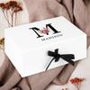 Andaz Press Custom Bridesmaid Proposal Box - Gift Boxes with Lids for Maid of Honor Flower Girls & Bridesmaid Proposal Gifts White Box w/Personalized Name & Monogram, Ribbons, 10"x7"x 4", 1-Pack view 2
