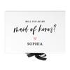 Andaz Press Custom Maid Of Honor Proposal Box - Gift Boxes with Lids Will You Be My Maid Of Honor Box, Proposal Gifts White Box w/Personalized Name Pink Heart Design, Ribbons, 10"x7"x 4", 1-Pack view 1