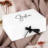 Andaz Press Custom Bridesmaid Proposal Box - Gift Boxes with Lids for Maid of Honor, Flower Girls & Bridesmaid Proposal Gifts White Gift Box w/Personalized Minimal Name & Ribbons, 10" x7"x 4", 1-Pack view 2
