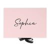 Andaz Press Custom Bridesmaid Proposal Box - Gift Boxes with Lids for Maid of Honor Flower Girls & Bridesmaid Proposal Gifts White Box w/Personalized Name Pink Background, Ribbons, 10"x7"x 4", 1-Pack view 1