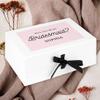 Andaz Press Custom Bridesmaid Proposal Box - Classy Gift Boxes with Lids Will You Be My Bridesmaid Box, Proposal Gifts, White Box w/Personalized Name with Pink Design, Ribbons, 10"x7"x 4", 1-Pack view 2