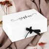 Andaz Press Custom Bridesmaid Proposal Box - Gift Boxes with Lids for Maid of Honor, Flower Girls & Bridesmaid Proposal Gifts White Gift Box w/Personalized Script Name & Ribbons, 10" x7"x 4", 1-Pack view 2