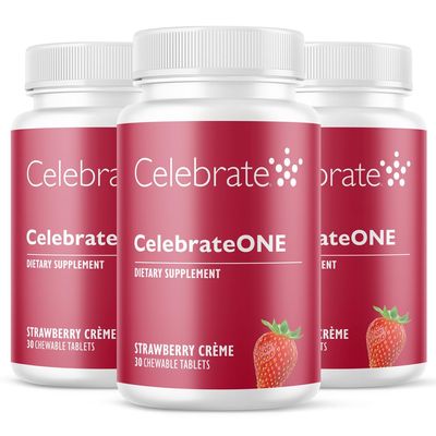 Celebrate Vitamins CelebrateONE Chewables, Iron Free - Once Daily Bariatric Multivitamin, Essential Vitamins & Minerals - Gastric Bypass & Sleeve Gastrectomy Supplement - Strawberry Creme (90 Tablets)