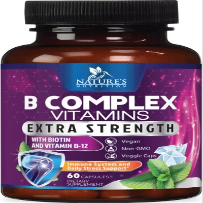 B Complex Vitamins Capsules - Super Complete B-Complex with Vitamin B12 B6 B100 C Biotin Folate & Folic Acid for Immune & Energy Support - Supplement for Heart, Brain, & Nerve Support - 60 Capsules
