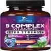 B Complex Vitamins Capsules - Super Complete B-Complex with Vitamin B12 B6 B100 C Biotin Folate & Folic Acid for Immune & Energy Support - Supplement for Heart, Brain, & Nerve Support - 60 Capsules view 1
