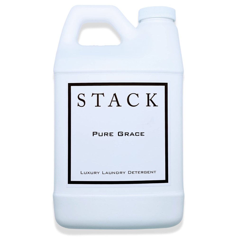 STACK Pure Grace Luxury Laundry Detergent - Premium Scented Laundry Detergent for HE & Standard Washers - Infused With Egyptian Musk and Patchouli - Dye Free Gentle & Effective Cleaning - 32 oz