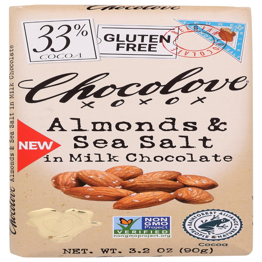 Chocolove Almonds & Sea Salt Milk Chocolate Bar, 3.2 Oz