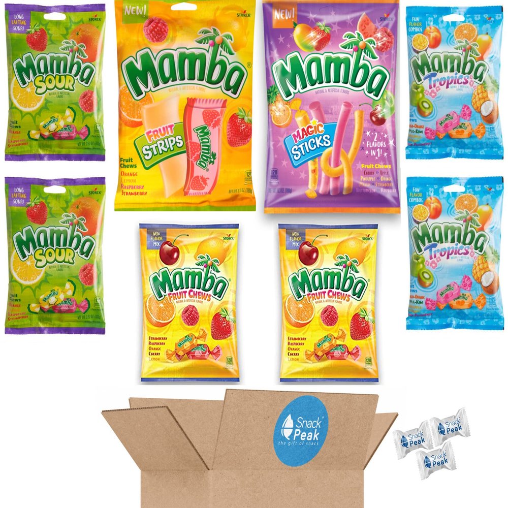 Mamba Snack Peak Variety Gift Box  Fruit Strips, Magic Sticks, Tropics, Sour and Original