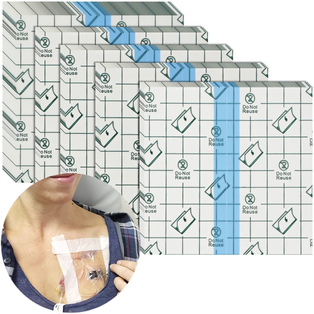 Waterproof Dialysis Catheter Shower Cover Large Coverage Shields for Peritoneal Dialysis Port Accessories PD Chest Catheter Central PICC Line Feeding Tube 9"x9"(Pack of 25)