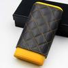 Cigar in Style Yellow Black Leather Cedar Wood 3 to 5 Ct Adjustable Cigar Case Holder Humidor view 1