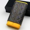 Cigar in Style Yellow Black Leather Cedar Wood 3 to 5 Ct Adjustable Cigar Case Holder Humidor view 2