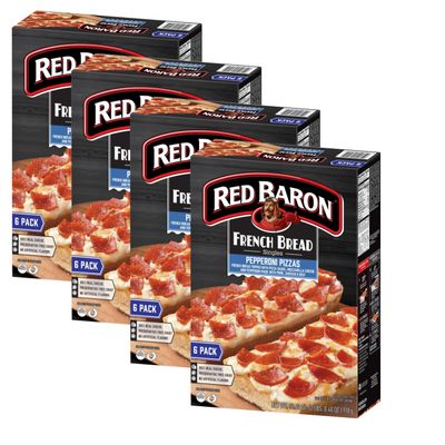 French Bread Pepperoni Pizzas - Topped with Pizza Sauce - Made with Pork, Chicken and Beef - Preservative Free Crust - 4 Pack (6ct, 32.4 oz Each) - Ready Set Gourmet Donate a Meal Program