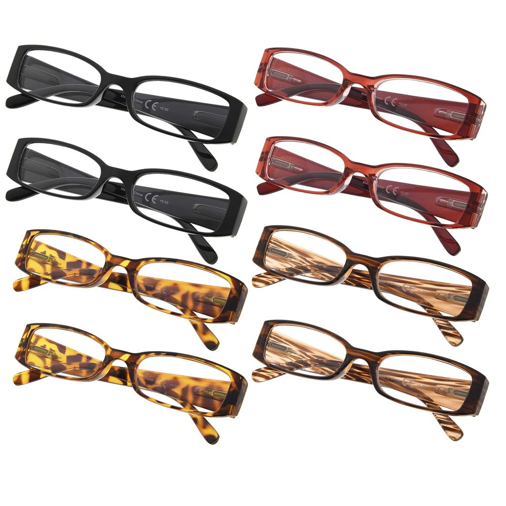 Gr8Sight 8-Pack Ladies Reading Glasses Includes Sunshine Readers for Women