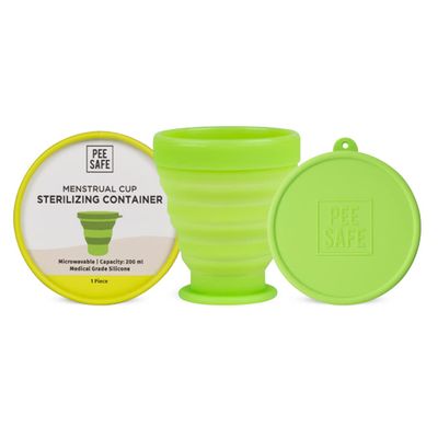 PEESAFE Menstrual Cup Sterilizing Container (1N) | Made with Medical Grade Silicone | Menstrual Cup Cleaner | Microwaveable, Menstrual Cup sterilizer | Compact and Travel Friendly