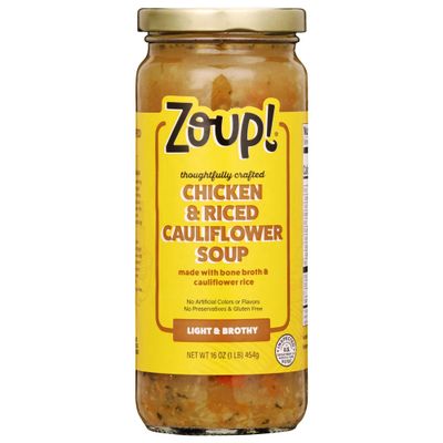 Chicken & Riced Cauliflower Soup by Zoup! - No Artificial Colors or Flavors, No Preservatives, Gluten Free Chicken & Riced Cauliflower Soup, 16 oz Ready to Serve (1 Pack)