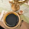 Silver Spoons ROYALTY DINNERWARE PLATES | Gold Rimmed Plastic Plates | Brushed Collection, Dinner Plates, Black view 4