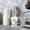 LITOPAK 100 Pack 10 oz Paper Coffee Cups with Lid, Sleeve, and Straws, Four Designs of Disposable Hot Coffee Cups for Home, Stores, and Cafes view 3