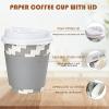 LITOPAK 100 Pack 10 oz Paper Coffee Cups with Lid, Sleeve, and Straws, Four Designs of Disposable Hot Coffee Cups for Home, Stores, and Cafes view 4