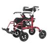 ELENKER All-Terrain 2 in 1 Rollator Walker & Transport Chair, Folding Wheelchair with All 10 Wheels for Seniors, Reversible Backrest & Detachable Footrests, Red view 1