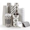 LITOPAK 100 Pack 20 oz Paper Coffee Cups with Lid, Sleeve, and Straws, Four Designs of Disposable Hot Coffee Cups for Home, Stores, and Cafes view 1
