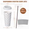 LITOPAK 100 Pack 20 oz Paper Coffee Cups with Lid, Sleeve, and Straws, Four Designs of Disposable Hot Coffee Cups for Home, Stores, and Cafes view 2
