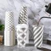 LITOPAK 100 Pack 20 oz Paper Coffee Cups with Lid, Sleeve, and Straws, Four Designs of Disposable Hot Coffee Cups for Home, Stores, and Cafes view 3