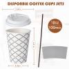 LITOPAK 100 Pack 12 oz Paper Coffee Cups with Lid, Sleeve, and Straws, Four Designs of Disposable Hot Coffee Cups for Home, Stores, and Cafes view 2