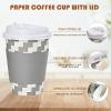 LITOPAK 100 Pack 12 oz Paper Coffee Cups with Lid, Sleeve, and Straws, Four Designs of Disposable Hot Coffee Cups for Home, Stores, and Cafes view 4