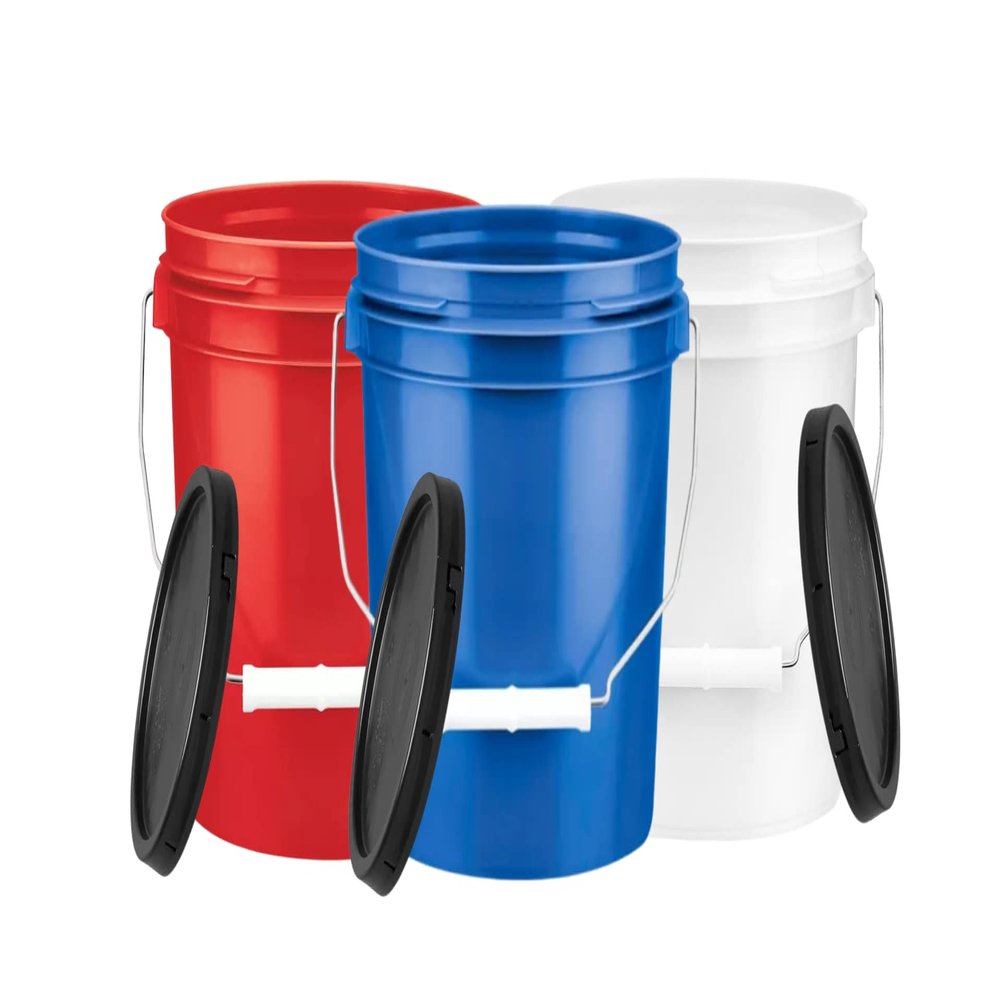 House Naturals 1 Gallon Food Grade Buckets with Lids BPA Free Plastic containers Three Colors (Pack of 3) Made in USA