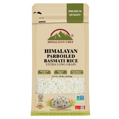 Himalayan Chef Parboiled Basmati Rice, Healthy & Extra Long Grain Rice, Premium Quality, Fluffy Quick Cooking Aromatic, Non-GMO, Halal and Kosher Certified - 10 lbs