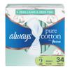 Always Pure Cotton Feminine Pads for Women, Size 2, Heavy Flow, with Wings, unscented, 34 CT view 1